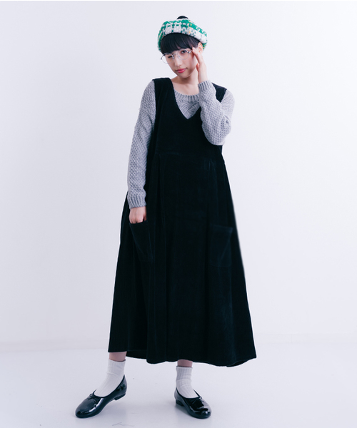 MERLOT（メルロー）の「Vネックジャンパースカートワンピ1059（ワンピース・レディース・アイボリー/ネイビー/ブラック/ピンク・FREE）」の17枚目の写真