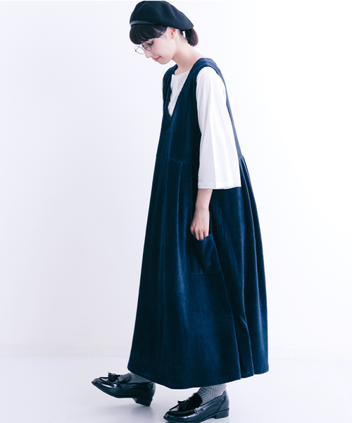 MERLOT（メルロー）の「Vネックジャンパースカートワンピ1059（ワンピース・レディース・アイボリー/ネイビー/ブラック/ピンク・FREE）」の19枚目の写真