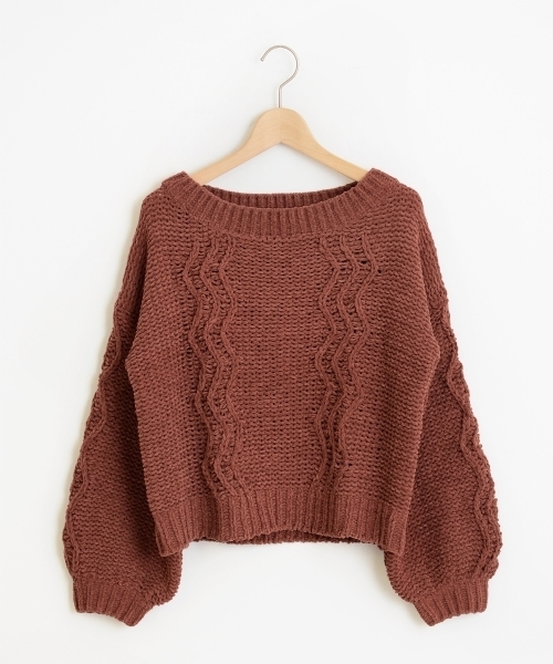 amelier MAJESTIC LEGON（アメリエルマジェスティックレゴン）の「モールケーブルニットプルオーバー（ニット/セーター・レディース・アイボリー/ブラウン/マスタード・FREE）」の2枚目の写真