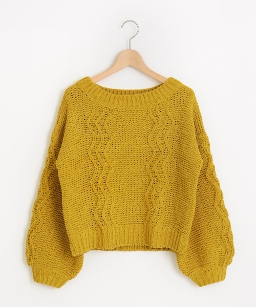 amelier MAJESTIC LEGON（アメリエルマジェスティックレゴン）の「モールケーブルニットプルオーバー（ニット/セーター・レディース・アイボリー/ブラウン/マスタード・FREE）」の3枚目の写真