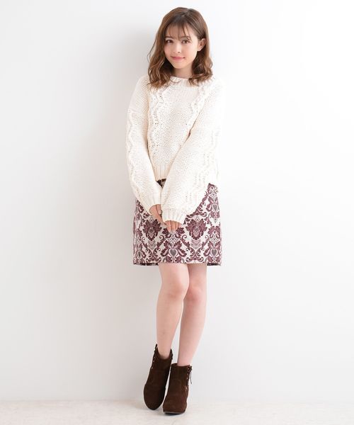 amelier MAJESTIC LEGON（アメリエルマジェスティックレゴン）の「モールケーブルニットプルオーバー（ニット/セーター・レディース・アイボリー/ブラウン/マスタード・FREE）」の7枚目の写真