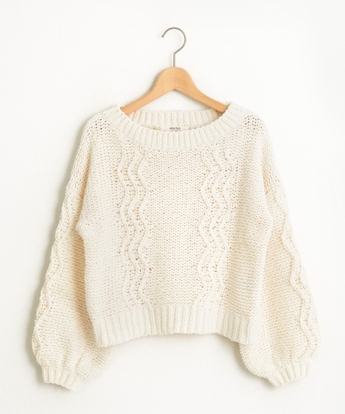 amelier MAJESTIC LEGON（アメリエルマジェスティックレゴン）の「モールケーブルニットプルオーバー（ニット/セーター・レディース・アイボリー/ブラウン/マスタード・FREE）」の5枚目の写真