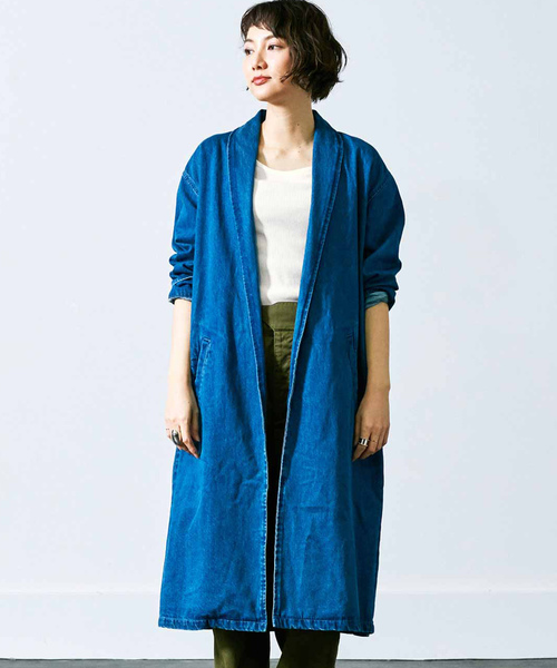 MEDE19F（メデジュウキュウ）の「MEDE19F　ガウンみたいなデニムコート（デニムジャケット・レディース・インディゴブルー・MEDIUM/LARGE/X-LARGE）」の11枚目の写真