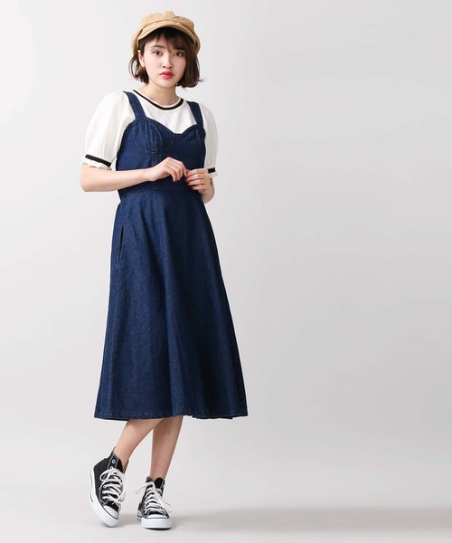 WEGO（ウィゴー）の「WEGO/ビスチェジャンスカ（ジャンパースカート・レディース・ダークインディゴブルー/ブラック・FREE）」の2枚目の写真