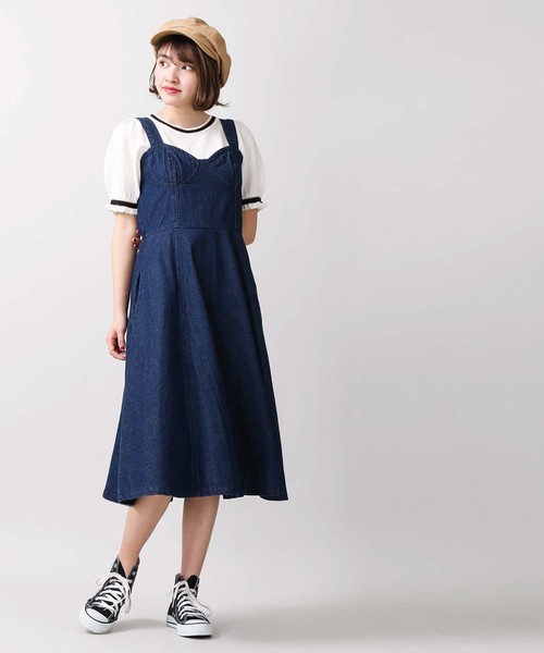 WEGO（ウィゴー）の「WEGO/ビスチェジャンスカ（ジャンパースカート・レディース・ダークインディゴブルー/ブラック・FREE）」の5枚目の写真