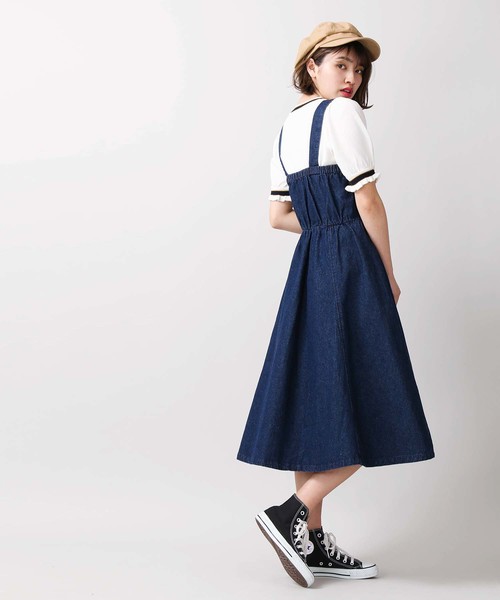 WEGO（ウィゴー）の「WEGO/ビスチェジャンスカ（ジャンパースカート・レディース・ダークインディゴブルー/ブラック・FREE）」の6枚目の写真