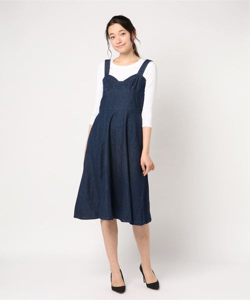 WEGO（ウィゴー）の「WEGO/ビスチェジャンスカ（ジャンパースカート・レディース・ダークインディゴブルー/ブラック・FREE）」の10枚目の写真