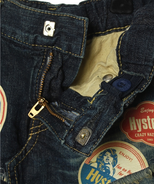 JOEY HYSTERIC（ジョーイヒステリック）の「RB加工COASTERS pt デニムレイヤードフレアSK（デニムスカート・キッズ・インディゴブルー・SMALL/MEDIUM）」の4枚目の写真