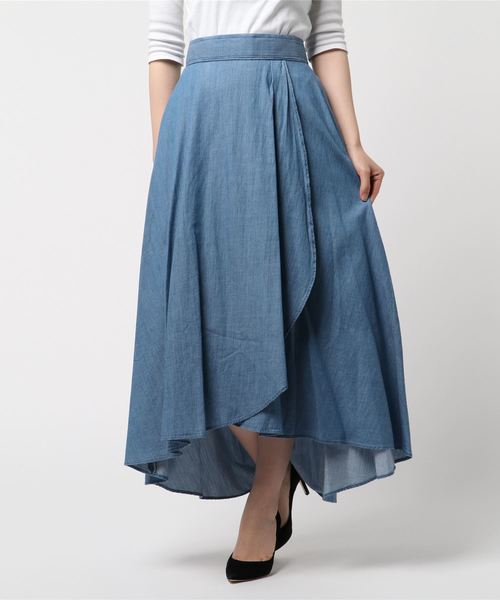 RIVE DROITE（リヴドロワ）の「デニムラップマキシスカート（スカート・レディース・ネイビー/ブルー・38/36）」の8枚目の写真