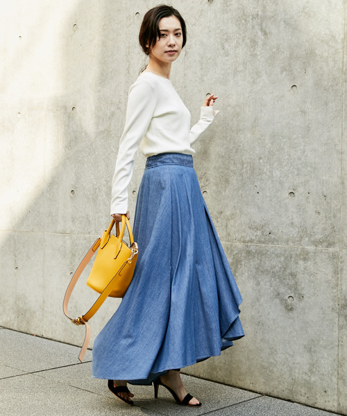 RIVE DROITE（リヴドロワ）の「デニムラップマキシスカート（スカート・レディース・ネイビー/ブルー・38/36）」の6枚目の写真