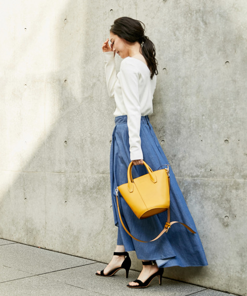 RIVE DROITE（リヴドロワ）の「デニムラップマキシスカート（スカート・レディース・ネイビー/ブルー・38/36）」の7枚目の写真