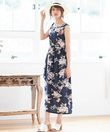 Pierrot | 4typeの柄から選べる ブラウジングノースリーブ ロングワンピース(ワンピース)