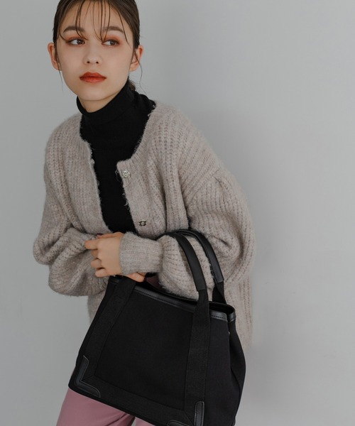 Edit Sheen(エディットシーン)の「A4キャンバストート(トートバッグ・レディース・ホワイト×ブラック/ブラック×ブラック/ホワイト系その他/ブラック系その他・FREE)」の3枚目の写真