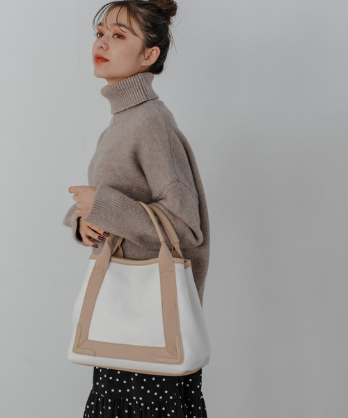 Edit Sheen(エディットシーン)の「A4キャンバストート(トートバッグ・レディース・ホワイト×ブラック/ブラック×ブラック/ホワイト系その他/ブラック系その他・FREE)」の2枚目の写真