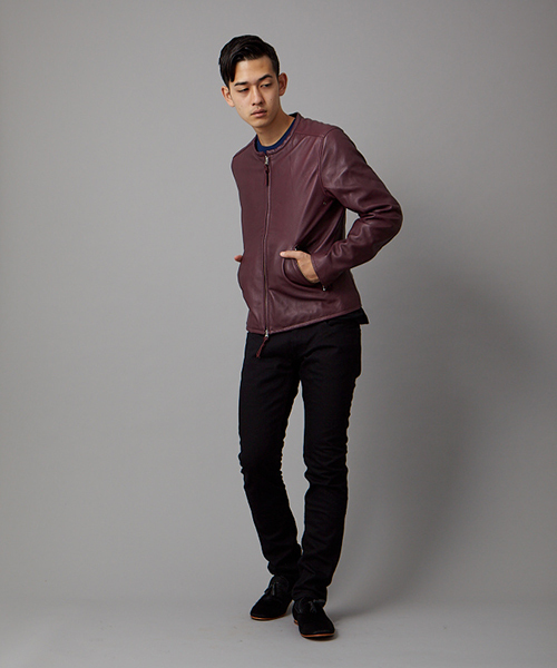 MONKEY TIME（モンキータイム）の「MT∴ シープレザー レーシング ブルゾン（LB）◆§5　（ライダースジャケット・メンズ・ブラック/パープル・SMALL/MEDIUM/LARGE）」の12枚目の写真