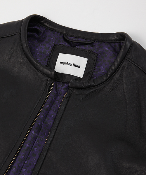 MONKEY TIME（モンキータイム）の「MT∴ シープレザー レーシング ブルゾン（LB）◆§5　（ライダースジャケット・メンズ・ブラック/パープル・SMALL/MEDIUM/LARGE）」の3枚目の写真