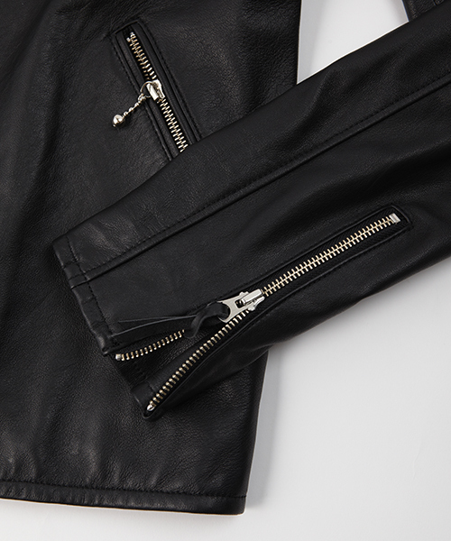 MONKEY TIME（モンキータイム）の「MT∴ シープレザー レーシング ブルゾン（LB）◆§5　（ライダースジャケット・メンズ・ブラック/パープル・SMALL/MEDIUM/LARGE）」の4枚目の写真