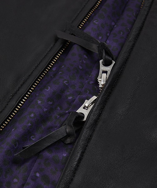 MONKEY TIME（モンキータイム）の「MT∴ シープレザー レーシング ブルゾン（LB）◆§5　（ライダースジャケット・メンズ・ブラック/パープル・SMALL/MEDIUM/LARGE）」の5枚目の写真