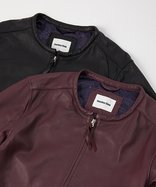 MONKEY TIME（モンキータイム）の「MT∴ シープレザー レーシング ブルゾン（LB）◆§5　（ライダースジャケット・メンズ・ブラック/パープル・SMALL/MEDIUM/LARGE）」の6枚目の写真