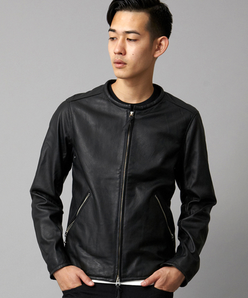 MONKEY TIME（モンキータイム）の「MT∴ シープレザー レーシング ブルゾン（LB）◆§5　（ライダースジャケット・メンズ・ブラック/パープル・SMALL/MEDIUM/LARGE）」の7枚目の写真