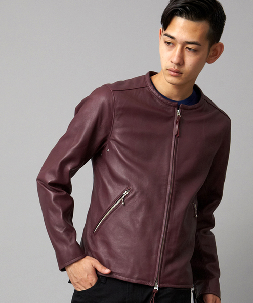 MONKEY TIME（モンキータイム）の「MT∴ シープレザー レーシング ブルゾン（LB）◆§5　（ライダースジャケット・メンズ・ブラック/パープル・SMALL/MEDIUM/LARGE）」の8枚目の写真