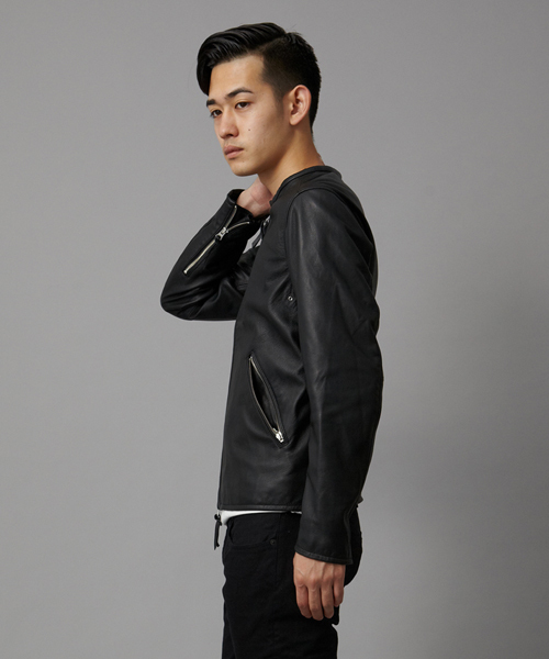 MONKEY TIME（モンキータイム）の「MT∴ シープレザー レーシング ブルゾン（LB）◆§5　（ライダースジャケット・メンズ・ブラック/パープル・SMALL/MEDIUM/LARGE）」の9枚目の写真