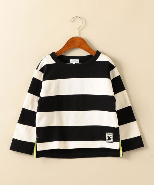green label relaxing(グリーンレーベルリラクシング)の「キリカエボーダープルオーバー(Tシャツ/カットソー・キッズ・ブラック/ブラウン・135/105/115/125/95)」の2枚目の写真