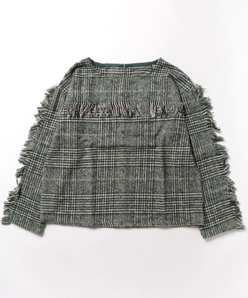 STYLEBLOCK(スタイルブロック)の「ビッググレンチェックフリンジブラウス(シャツ/ブラウス・レディース・ベージュ/グリーン/グレー/ブラック・M)」の4枚目の写真