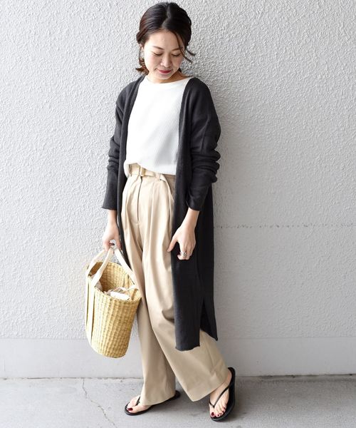 liflattie ships（リフラティ シップス）の「liflattie ships:コットンシルクオープンロングカーディガン（カーディガン/ボレロ・レディース・ライトグリーン/ダークグレー/ナチュラル・ONE SIZE）」の4枚目の写真