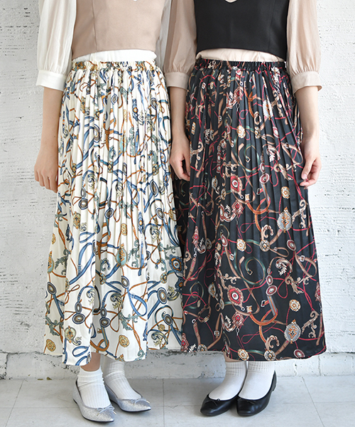 PairPair（ペアペア）の「ペイズリー＆チェーン柄アソートプリーツスカート（スカート・レディース・ブラック/ホワイト/ホワイト系その他/グレー系その他・FREE）」の13枚目の写真