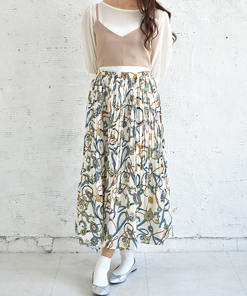 PairPair（ペアペア）の「ペイズリー＆チェーン柄アソートプリーツスカート（スカート・レディース・ブラック/ホワイト/ホワイト系その他/グレー系その他・FREE）」の9枚目の写真