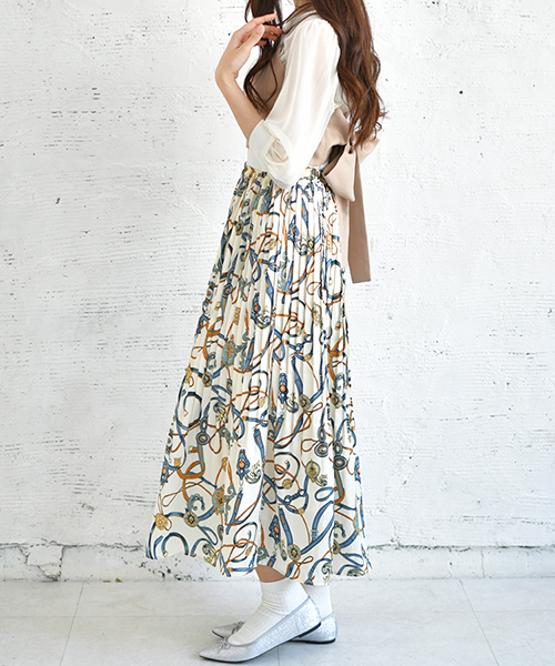 PairPair（ペアペア）の「ペイズリー＆チェーン柄アソートプリーツスカート（スカート・レディース・ブラック/ホワイト/ホワイト系その他/グレー系その他・FREE）」の5枚目の写真