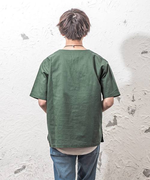 MinoriTY（マイノリティ）の「綿麻キーネックプルオーバーシャツ（Tシャツ/カットソー・メンズ・ブルー系その他/カーキ/ベージュ・M/L）」の5枚目の写真