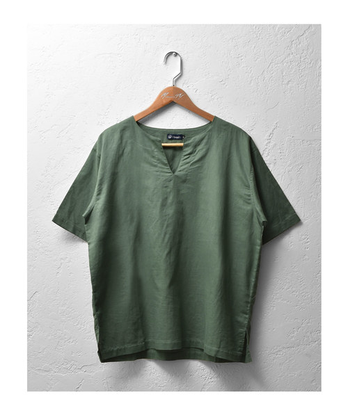 MinoriTY（マイノリティ）の「綿麻キーネックプルオーバーシャツ（Tシャツ/カットソー・メンズ・ブルー系その他/カーキ/ベージュ・M/L）」の6枚目の写真