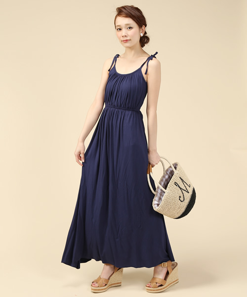 BEAMS LIGHTS Women's（ビームスライツ ウィメンズ）の「BEAMS LIGHTS / バンブーベア マキシワンピース（ワンピース・レディース・ブラック/ネイビー・ONE SIZE）」の2枚目の写真