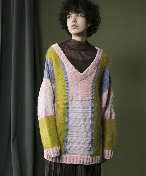 MAISON SPECIAL（メゾンスペシャル）の「モヘアモールケーブルビッグニット【MAISON SPECIAL/メゾンスペシャル】（ニット/セーター・レディース・マルチ/オフホワイト・FREE）」の4枚目の写真