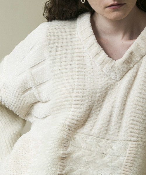 MAISON SPECIAL（メゾンスペシャル）の「モヘアモールケーブルビッグニット【MAISON SPECIAL/メゾンスペシャル】（ニット/セーター・レディース・マルチ/オフホワイト・FREE）」の9枚目の写真