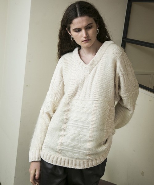 MAISON SPECIAL（メゾンスペシャル）の「モヘアモールケーブルビッグニット【MAISON SPECIAL/メゾンスペシャル】（ニット/セーター・レディース・マルチ/オフホワイト・FREE）」の18枚目の写真