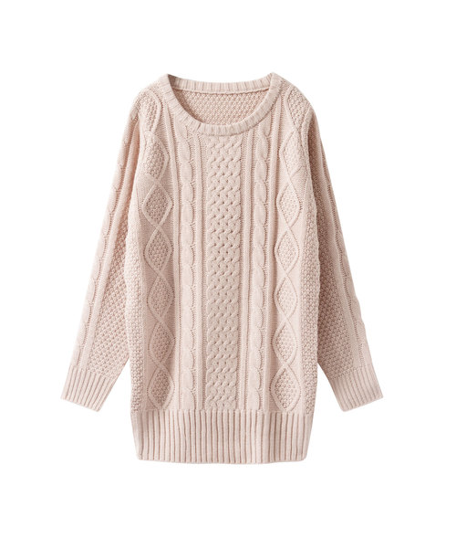 Newlyme(ニューリーミー)の「ケーブルチュニックニットトップス(ニット/セーター・レディース・アイボリー/ベージュ/ピンク系その他/パープル/ブルー/プラム/モカ/ボルドー/杢グレー/チャコールグレー/ブラック/ブラック系その他・MEDIUM/LARGE/X-LARGE)」の13枚目の写真