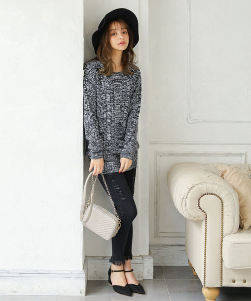 Newlyme(ニューリーミー)の「ケーブルチュニックニットトップス(ニット/セーター・レディース・アイボリー/ベージュ/ピンク系その他/パープル/ブルー/プラム/モカ/ボルドー/杢グレー/チャコールグレー/ブラック/ブラック系その他・MEDIUM/LARGE/X-LARGE)」の22枚目の写真