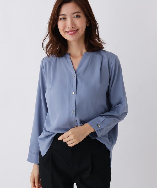 セール 襟なしジョーゼットシャツ シャツ ブラウス Hushush ハッシュアッシュ のファッション通販 Zozotown