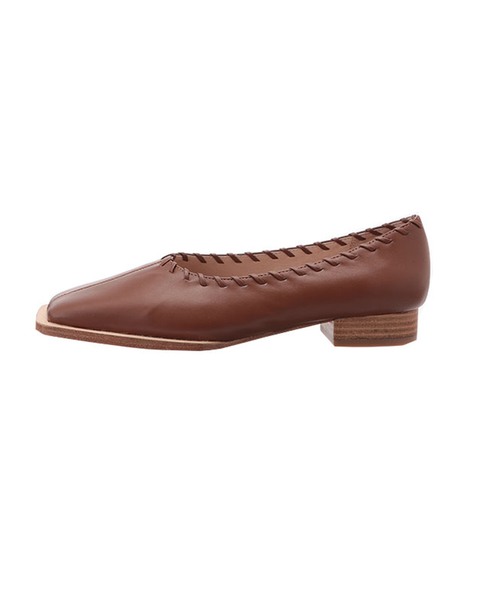 ETRE TOKYO】【19AW】エコレザーステッチスクエアパンプス