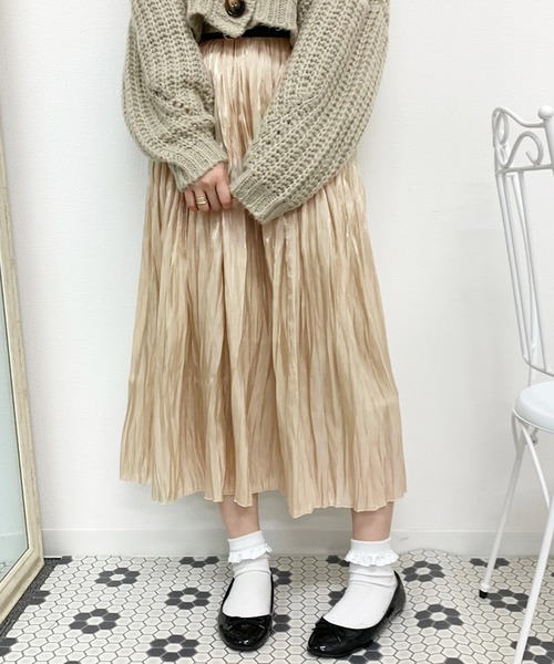 apres jour（アプレジュール）の「キラキラクリンクルスカート【ZOZOTOWN限定アイテム】（スカート・レディース・ベージュ/ミント/アイボリー/ピンク・フリー）」の2枚目の写真