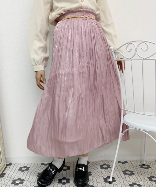 apres jour（アプレジュール）の「キラキラクリンクルスカート【ZOZOTOWN限定アイテム】（スカート・レディース・ベージュ/ミント/アイボリー/ピンク・フリー）」の4枚目の写真