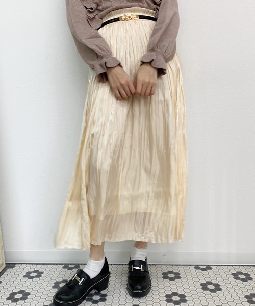 apres jour（アプレジュール）の「キラキラクリンクルスカート【ZOZOTOWN限定アイテム】（スカート・レディース・ベージュ/ミント/アイボリー/ピンク・フリー）」の5枚目の写真