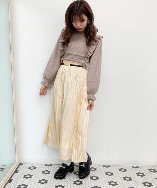 apres jour（アプレジュール）の「キラキラクリンクルスカート【ZOZOTOWN限定アイテム】（スカート・レディース・ベージュ/ミント/アイボリー/ピンク・フリー）」の8枚目の写真