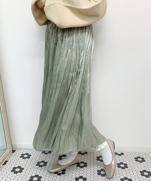 apres jour（アプレジュール）の「キラキラクリンクルスカート【ZOZOTOWN限定アイテム】（スカート・レディース・ベージュ/ミント/アイボリー/ピンク・フリー）」の10枚目の写真