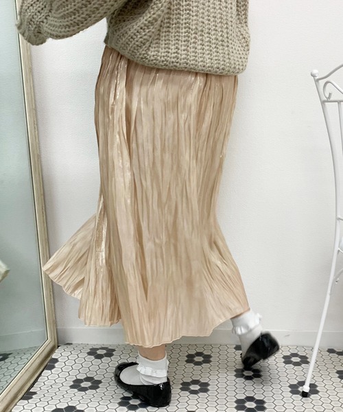 apres jour（アプレジュール）の「キラキラクリンクルスカート【ZOZOTOWN限定アイテム】（スカート・レディース・ベージュ/ミント/アイボリー/ピンク・フリー）」の16枚目の写真