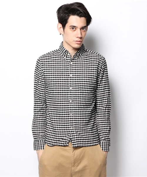 CIAOPANIC（チャオパニック）の「【Ciaopanic】ギンガムビエラチェックシャツLS（シャツ/ブラウス・メンズ・グリーン/ネイビー/レッド/ブラック/グレー・SMALL/LARGE/MEDIUM）」の2枚目の写真