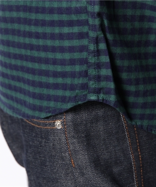 CIAOPANIC（チャオパニック）の「【Ciaopanic】ギンガムビエラチェックシャツLS（シャツ/ブラウス・メンズ・グリーン/ネイビー/レッド/ブラック/グレー・SMALL/LARGE/MEDIUM）」の12枚目の写真